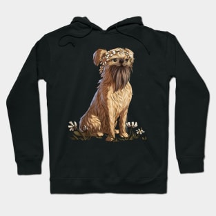 Brussels Griffon Dog in a Flower Crown Hoodie